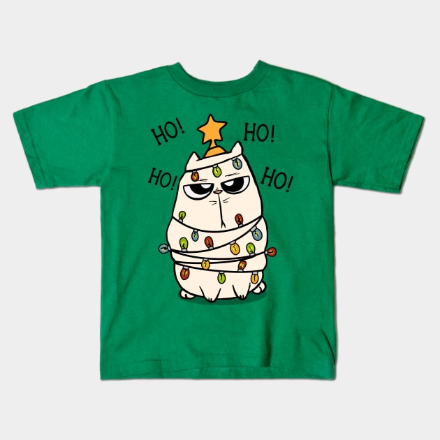 Grumpy christmas Cat Kids T-Shirt by TSHIRT PLACE